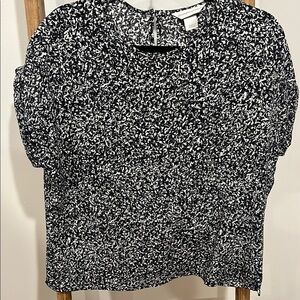 Christopher & Banks Black and White Short Sleeve Blouse